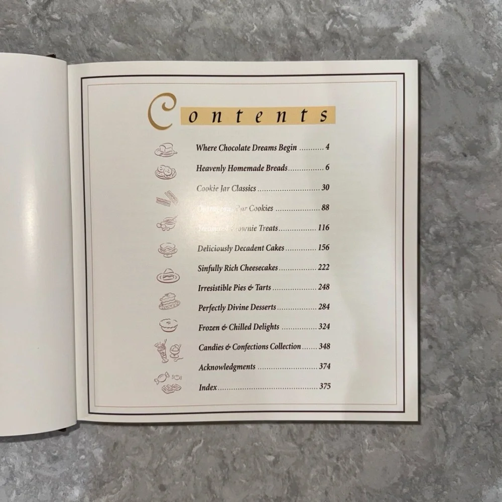 CHOCOLATE Dessert Recipe Book Hard Cover 384 pages with Photographs